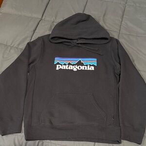 Patagonia Black Hoodie with Multicolor Logo